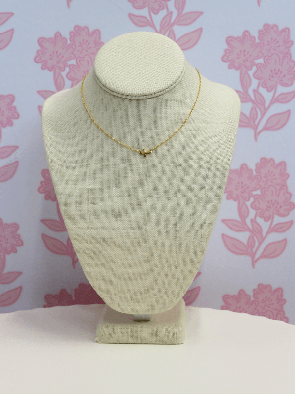 Sideways Mini Cross Necklace - Gold - MerciGrace BoutiqueNecklace
