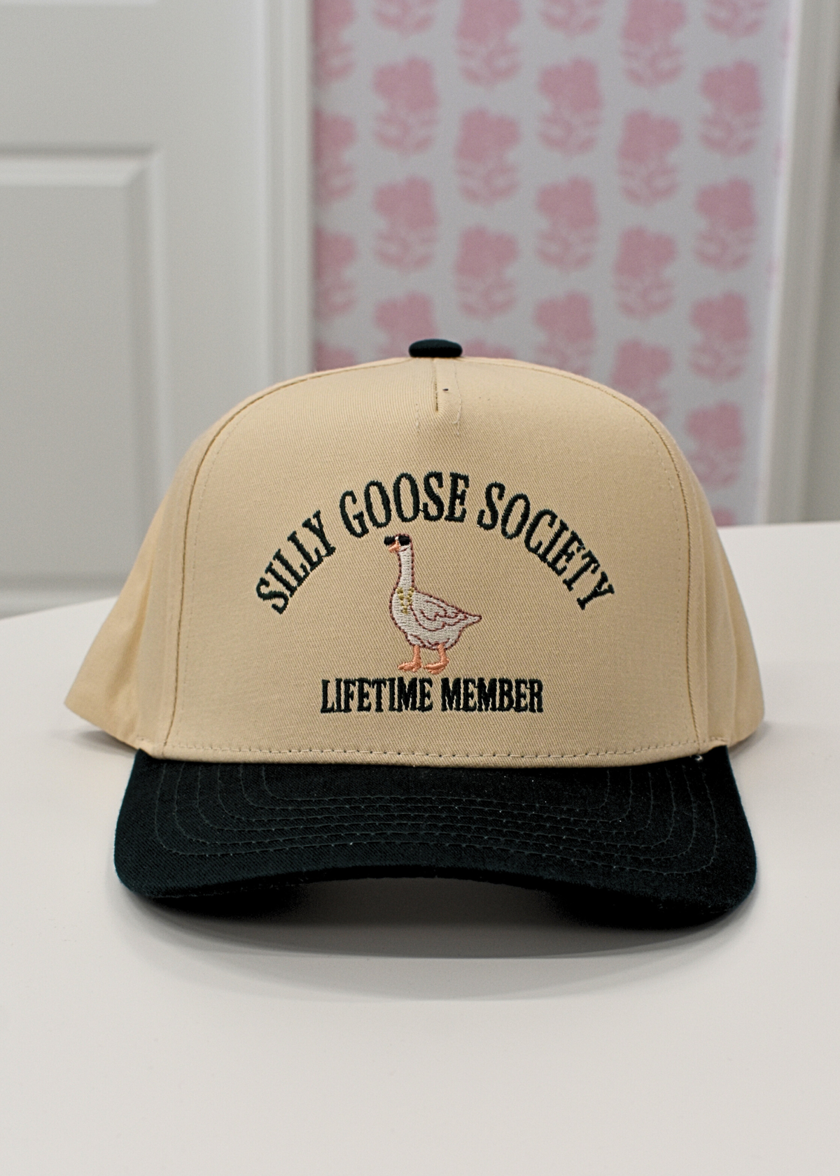 Silly Goose Society Structured Baseball Hat- Green/Natural