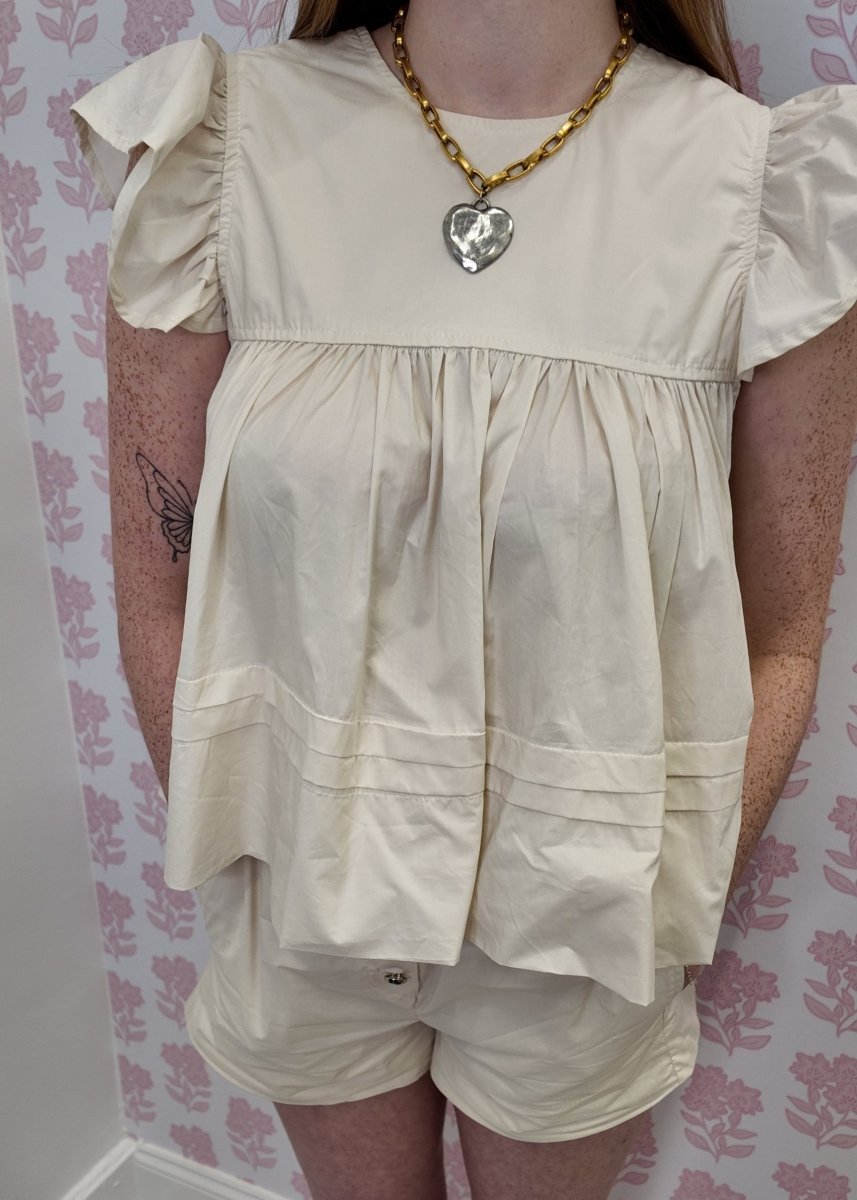 Simone Poplin Shorts - Cream - MerciGrace BoutiqueSet
