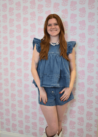 Simone Poplin Shorts - Denim - MerciGrace BoutiqueShorts