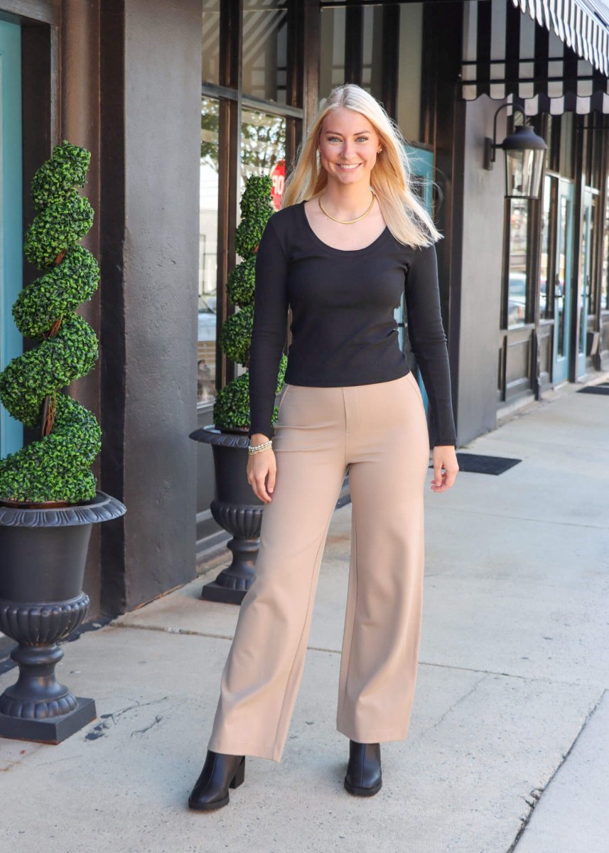Sirena Rib Long Sleeve Tee - Black - MerciGrace BoutiqueTop