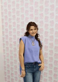 Sloane Mock Neck Top - Blue - MerciGrace BoutiqueTop