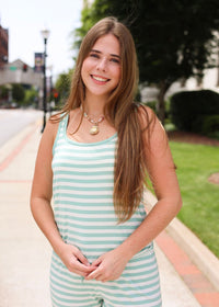 So Sweet Stripe Tank - Crystal Green - MerciGrace BoutiqueLounge