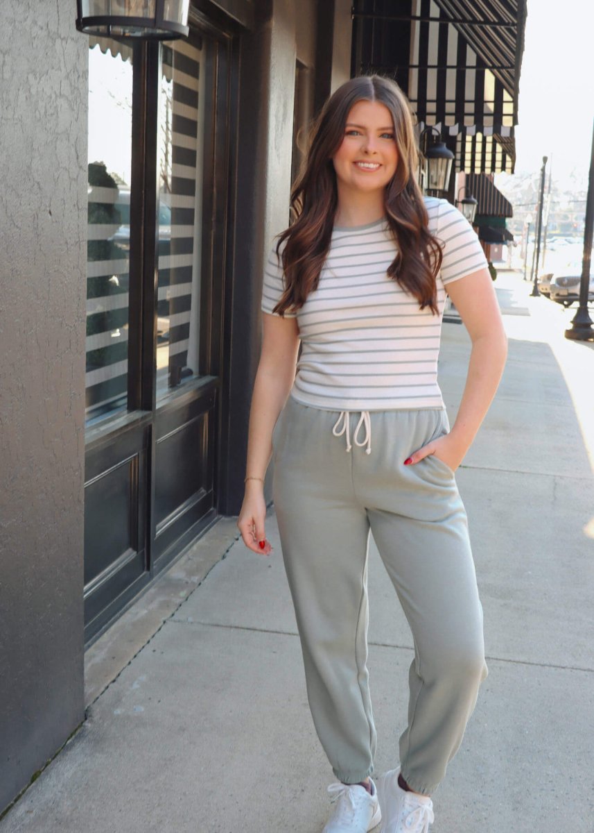 Stadium Jogger - Sage Green - MerciGrace BoutiqueSweatpants
