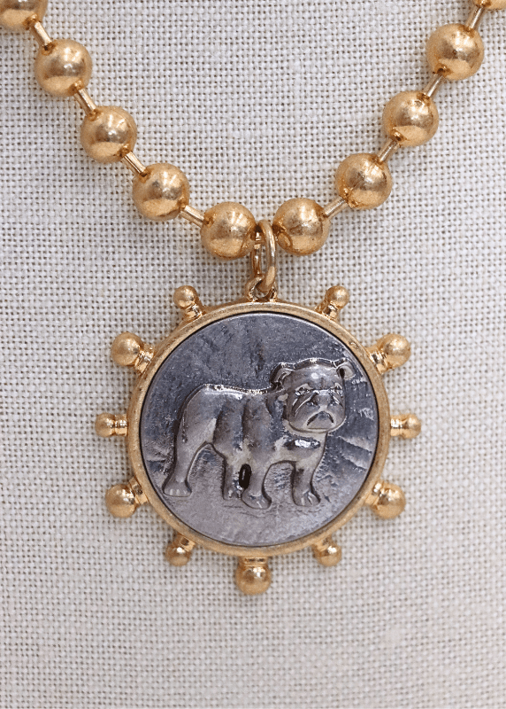 Standing Bulldog Coin Necklace Set - Two - tone - MerciGrace BoutiqueNecklace