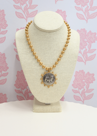 Standing Bulldog Coin Necklace Set - Two - tone - MerciGrace BoutiqueNecklace