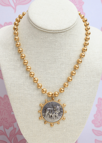 Standing Bulldog Coin Necklace Set - Two - tone - MerciGrace BoutiqueNecklace