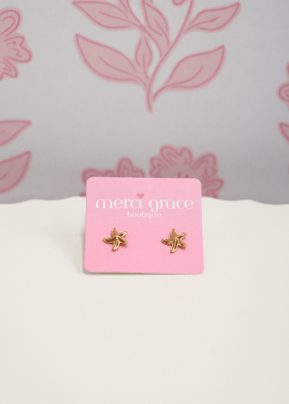 Starfish Metal Stud Earrings - Gold - MerciGrace BoutiqueEarrings