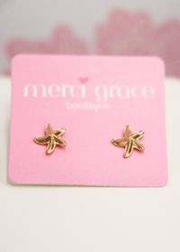 Starfish Metal Stud Earrings - Gold - MerciGrace BoutiqueEarrings