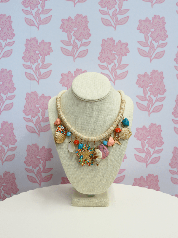 Starfish & Sealife Multi Charm Cord Necklace - Beige/Multi - MerciGrace BoutiqueNecklace
