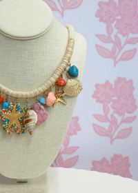 Starfish & Sealife Multi Charm Cord Necklace - Beige/Multi - MerciGrace BoutiqueNecklace