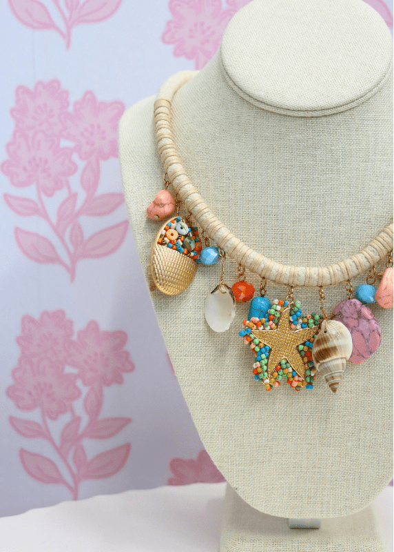 Starfish & Sealife Multi Charm Cord Necklace - Beige/Multi - MerciGrace BoutiqueNecklace