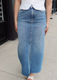 Stretch Classic Midi Skirt - Medium Denim - MerciGrace BoutiqueSkirt