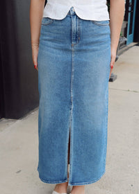 Stretch Classic Midi Skirt - Medium Denim - MerciGrace BoutiqueSkirt