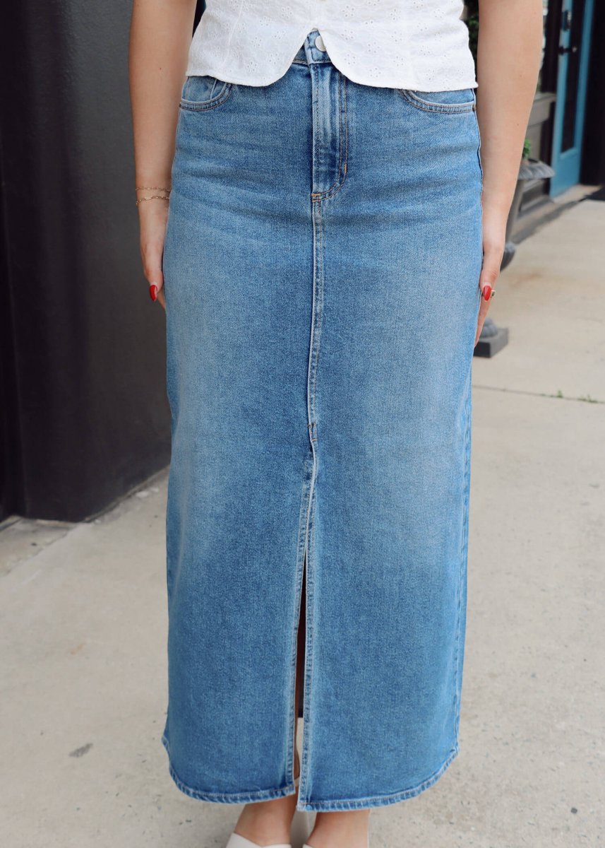 Stretch Classic Midi Skirt - Medium Denim - MerciGrace BoutiqueSkirt