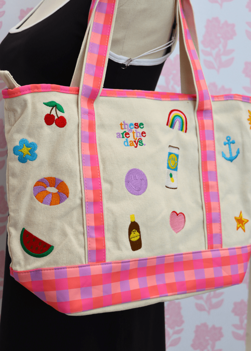 Summer Days Large Tote - Pink/Multi - MerciGrace BoutiqueTop