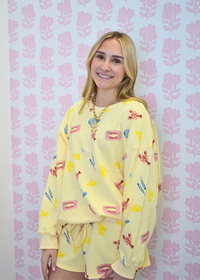 Sunny Lobster sweatshirt styled with matching sweatshorts