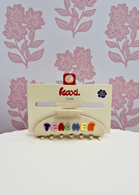 Teacher Claw Clip - Cream/Rainbow - MerciGrace BoutiqueHair Clips