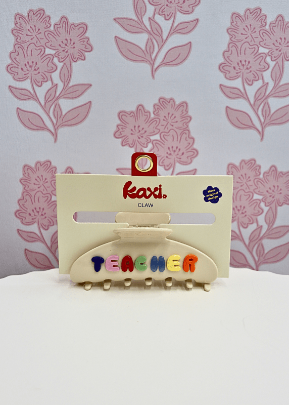 Teacher Claw Clip - Cream/Rainbow - MerciGrace BoutiqueHair Clips