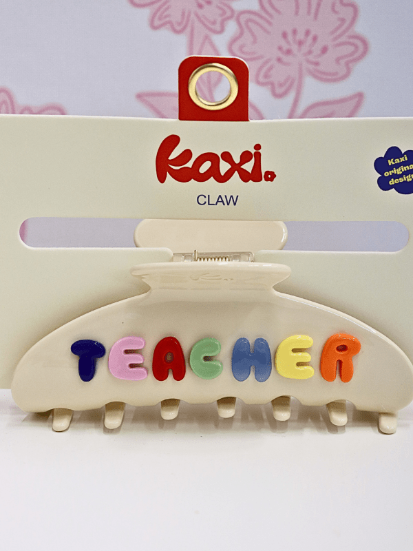 Teacher Claw Clip - Cream/Rainbow - MerciGrace BoutiqueHair Clips