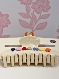 Teacher Claw Clip - Cream/Rainbow - MerciGrace BoutiqueHair Clips