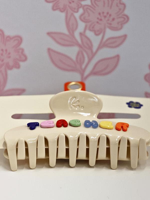 Teacher Claw Clip - Cream/Rainbow - MerciGrace BoutiqueHair Clips