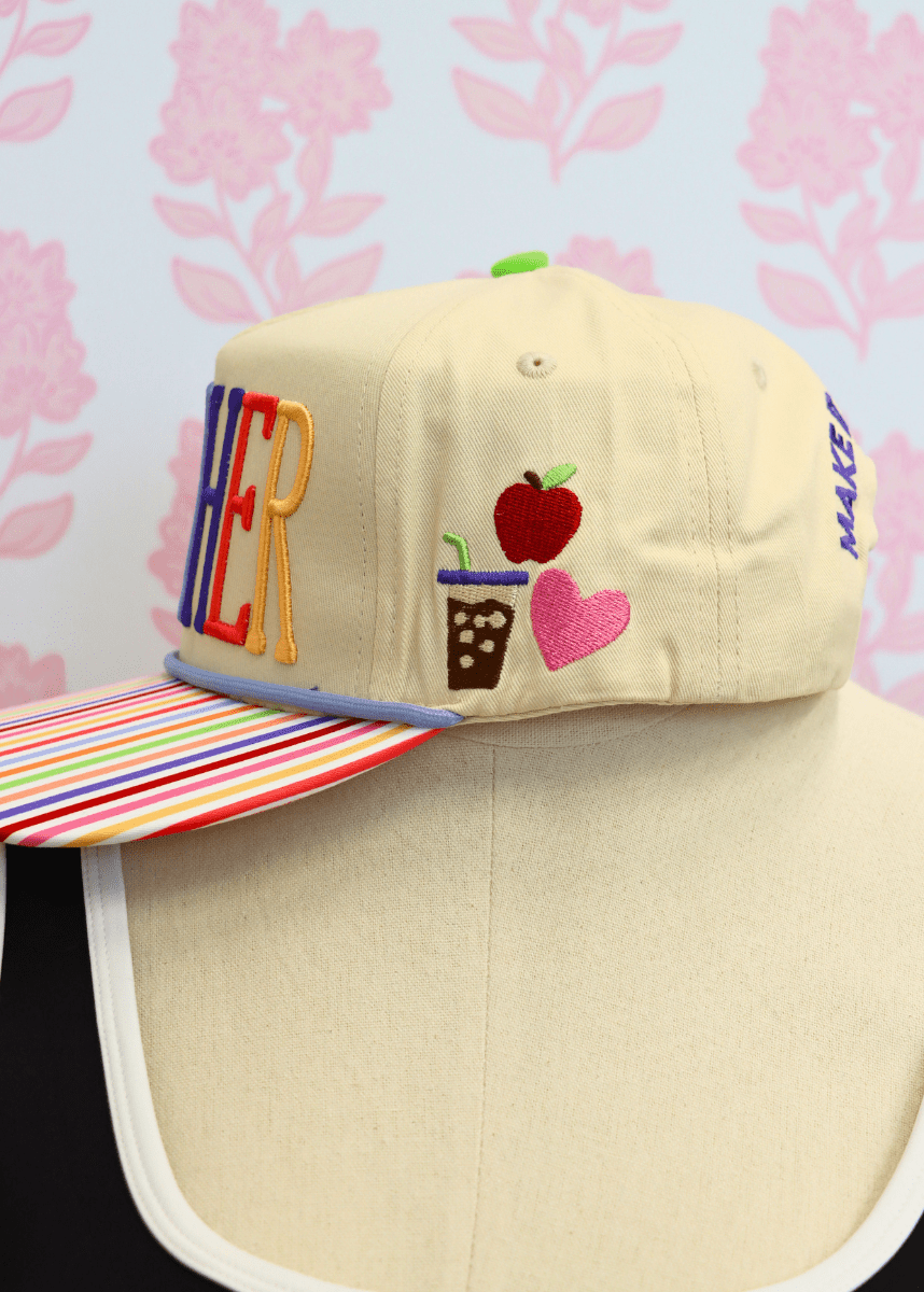Teacher Hat - Cream/Multi - MerciGrace Boutique