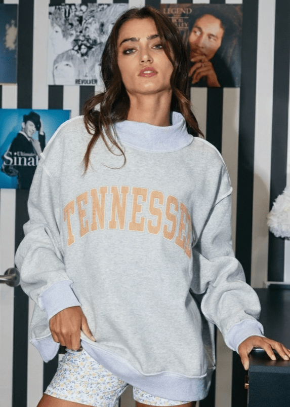 TENNESSEE Mockneck Orange stripe with White Print