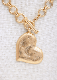Textured Heart Necklace Set - Vintage Gold - MerciGrace BoutiqueNecklace