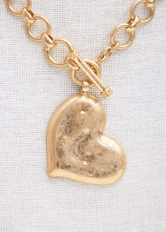 Textured Heart Necklace Set - Vintage Gold - MerciGrace BoutiqueNecklace