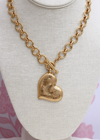 Textured Heart Necklace Set - Vintage Gold - MerciGrace BoutiqueNecklace