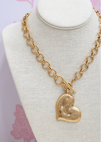 Textured Heart Necklace Set - Vintage Gold - MerciGrace BoutiqueNecklace