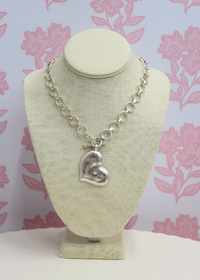 Textured Heart Necklace Set - Vintage Silver - MerciGrace BoutiqueNecklace