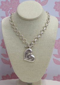 Textured Heart Necklace Set - Vintage Silver - MerciGrace BoutiqueNecklace