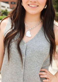 Textured Heart Necklace Set - Vintage Silver - MerciGrace BoutiqueNecklace