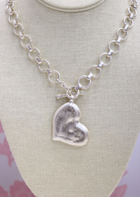 Textured Heart Necklace Set - Vintage Silver - MerciGrace BoutiqueNecklace