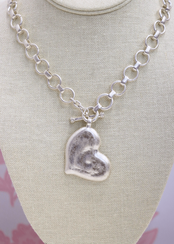Textured Heart Necklace Set - Vintage Silver - MerciGrace BoutiqueNecklace