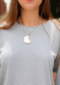 Textured Heart Necklace Set - Vintage Silver - MerciGrace BoutiqueNecklace