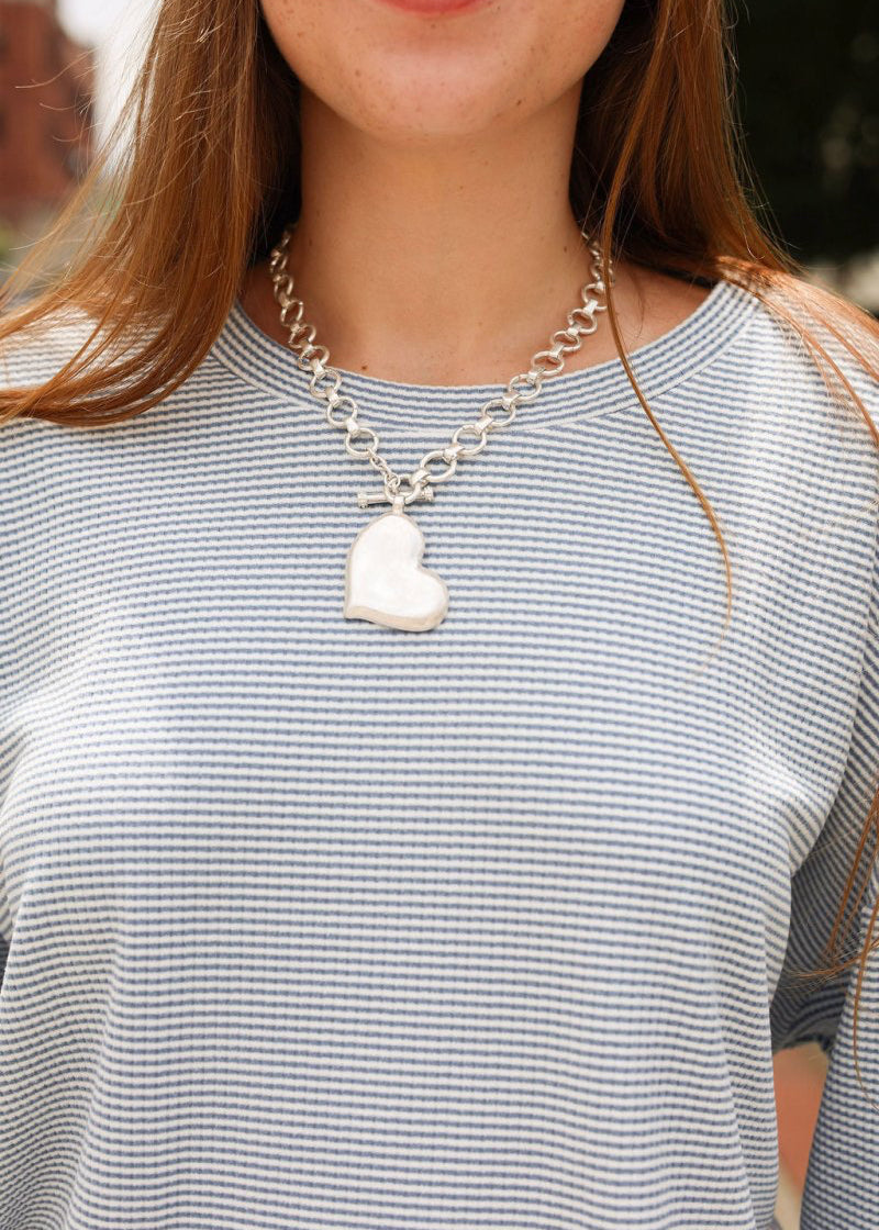 Textured Heart Necklace Set - Vintage Silver - MerciGrace BoutiqueNecklace
