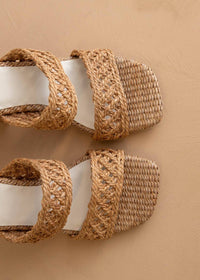 The Barbara Camel | Woven Double Band Heel - MerciGrace BoutiqueShoes