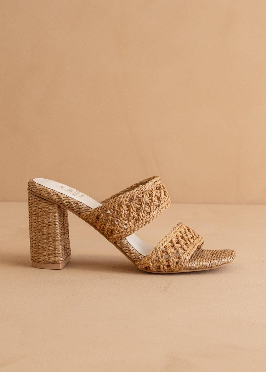 The Barbara Camel | Woven Double Band Heel - MerciGrace BoutiqueShoes