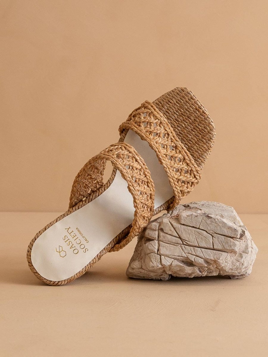 The Barbara Camel | Woven Double Band Heel - MerciGrace BoutiqueShoes