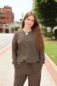 The Driftwood Stripe Lounge Top - MerciGrace BoutiqueTop