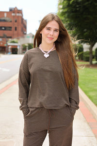 The Driftwood Stripe Lounge Top - MerciGrace BoutiqueTop