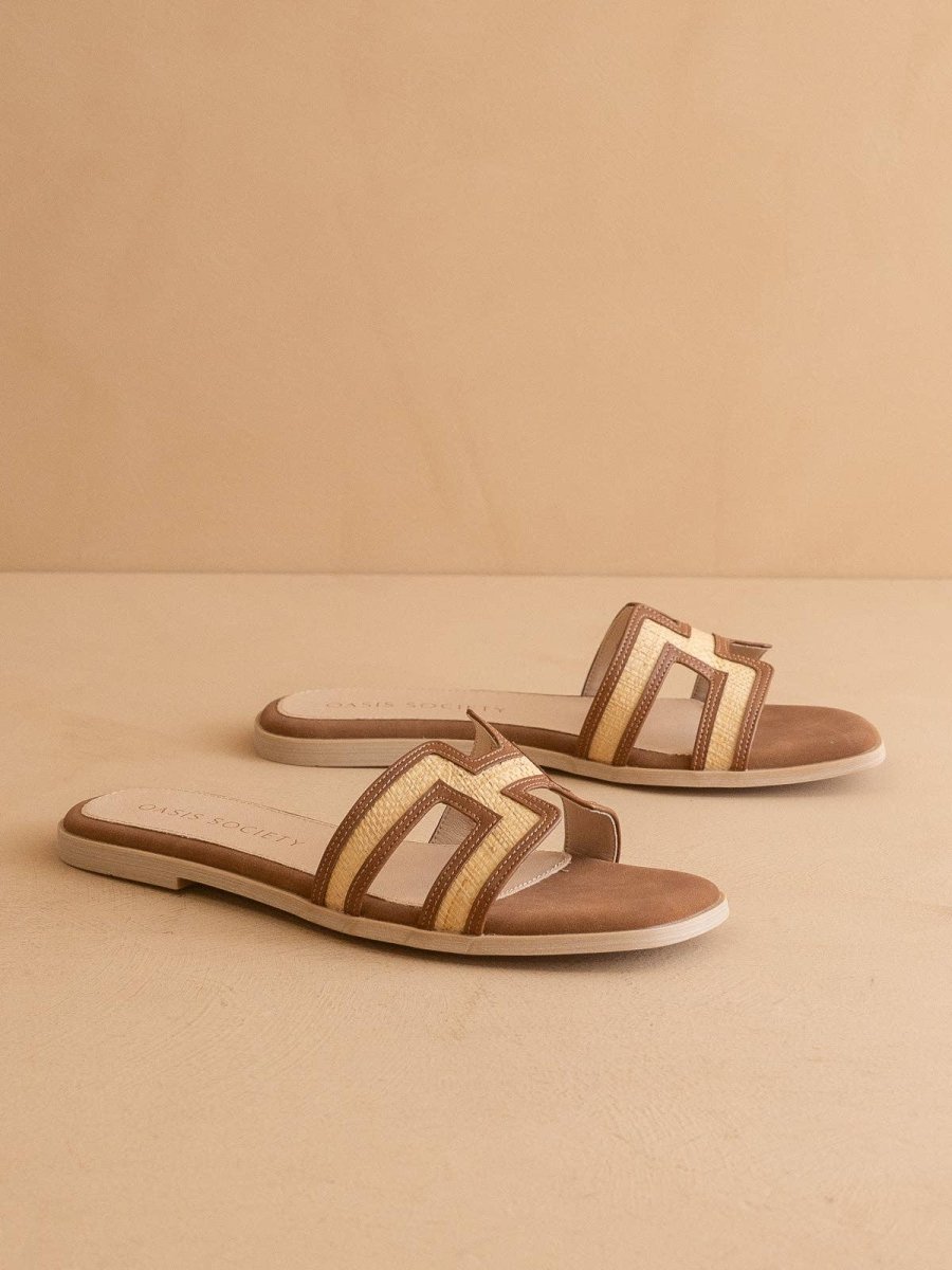 The Ena | H Raffia Slide - MerciGrace BoutiqueShoes