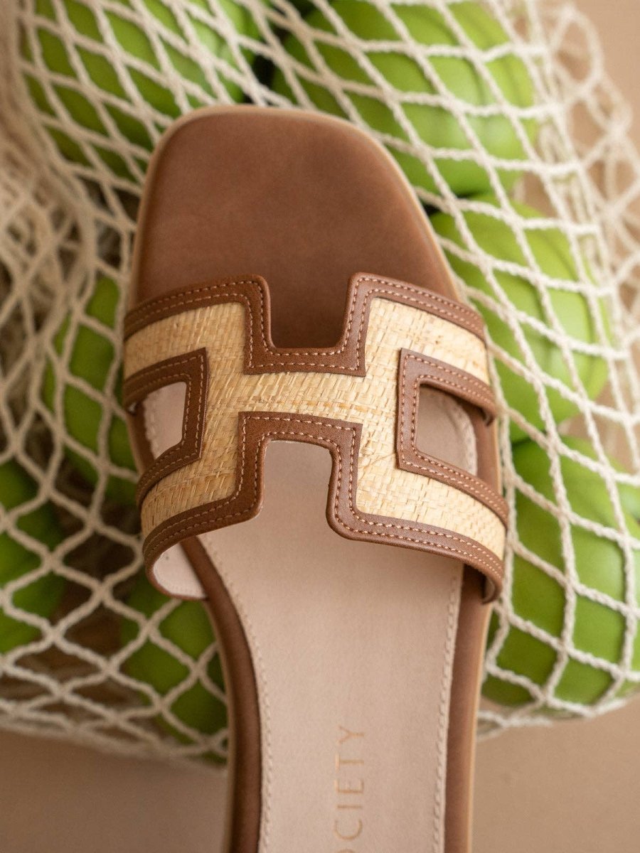 The Ena | H Raffia Slide - MerciGrace BoutiqueShoes