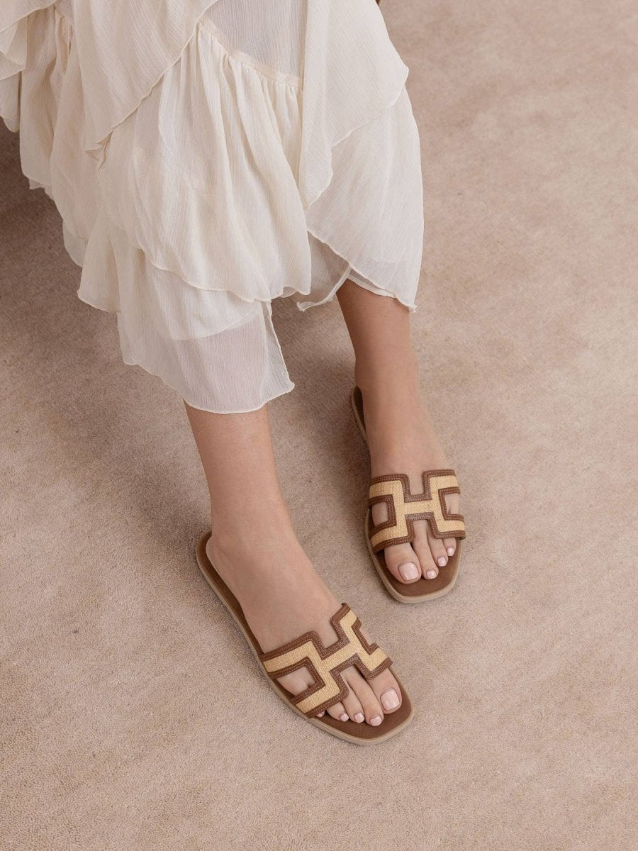 The Ena | H Raffia Slide - MerciGrace BoutiqueShoes