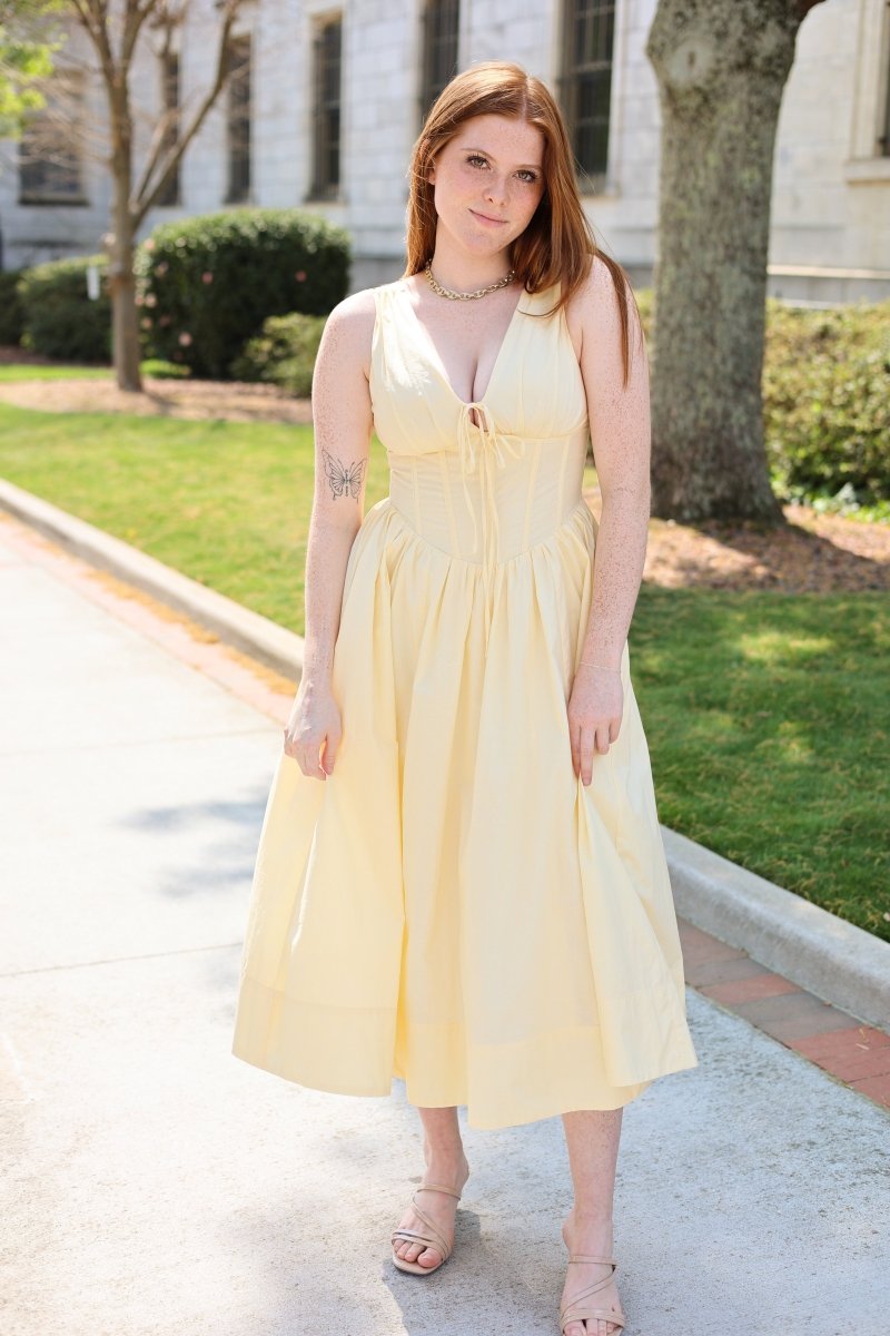The Soleil Corset Midi Dress