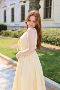 The Soleil Corset Midi Dress - Pastel Yellow - MerciGrace BoutiqueDress