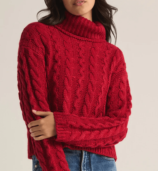 Tied to You Sweater - Haute Red - MerciGrace BoutiqueSweater